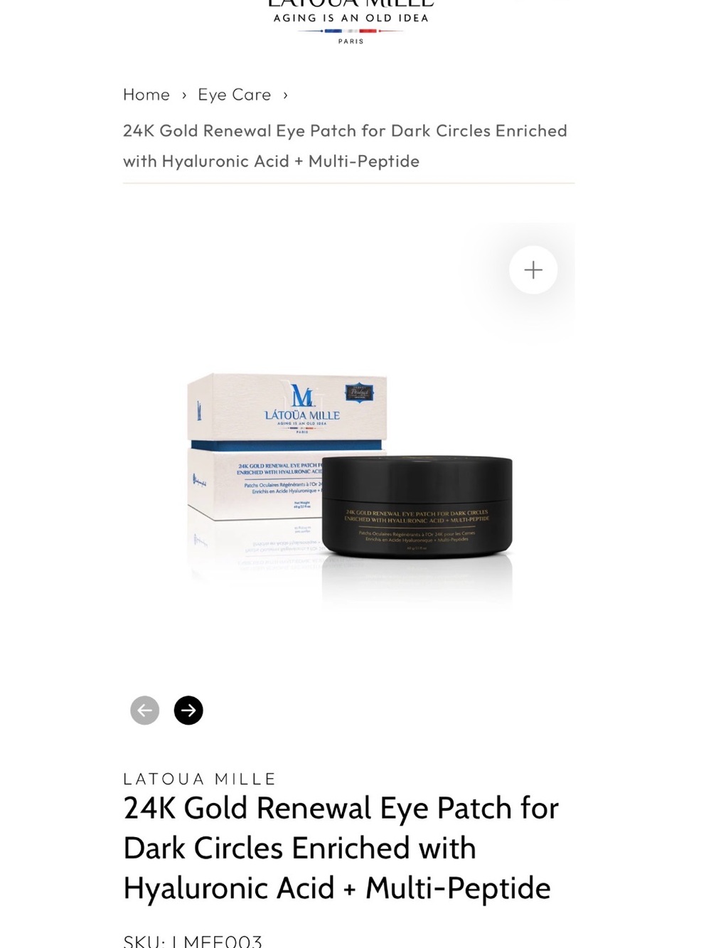 24K Gold Renewal Eye Patch – Black & Gold